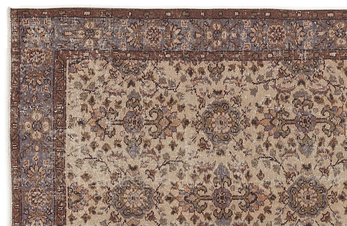 Atina Beige Vintage Wool Handmade Area Rug 4'2" x 11'0"