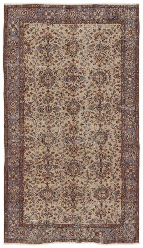 Atina Beige Vintage Wool Handmade Area Rug 4'2" x 11'0"