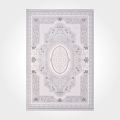 Machine Made Area Rug – Grey Frame Rug With Overlocked Edge, 11 mm Pile Height