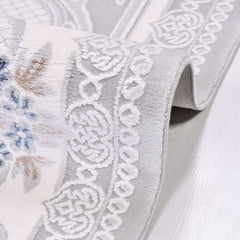 Machine Made Area Rug – Grey Frame Rug With Overlocked Edge, 11 mm Pile Height