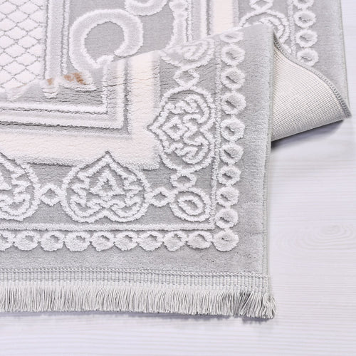 Machine Made Area Rug – Grey Frame Rug With Overlocked Edge, 11 mm Pile Height