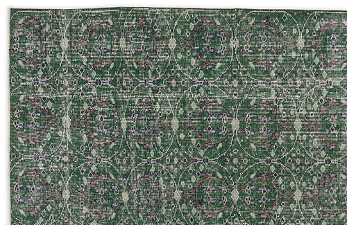 Atina Green Vintage Wool Handmade Area Rug 5'8" x 8'11"
