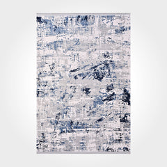 Modern Area Rug – Blue Grey Machine Made Rug with Antislip Overlocked Edge