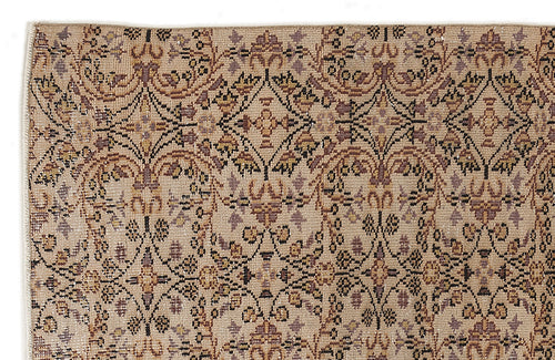 Atina Beige Vintage Wool Handmade Area Rug 6'0" x 8'8"