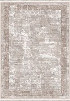 Machine Made Area Rug - Beige Grey Flatweave Rug With Overlocked Edge