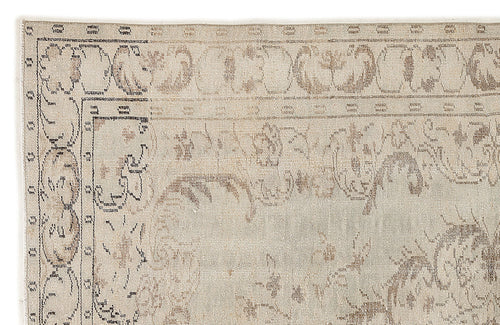 Atina Beige Vintage Wool Handmade Area Rug 6'0" x 8'10"