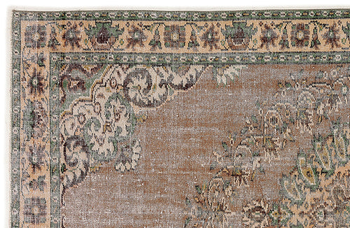 Atina Beige Vintage Wool Handmade Area Rug 6'0" x 8'11"
