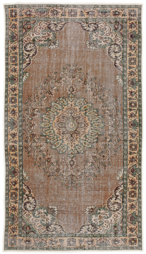 Atina Beige Vintage Wool Handmade Area Rug 6'0" x 8'11"