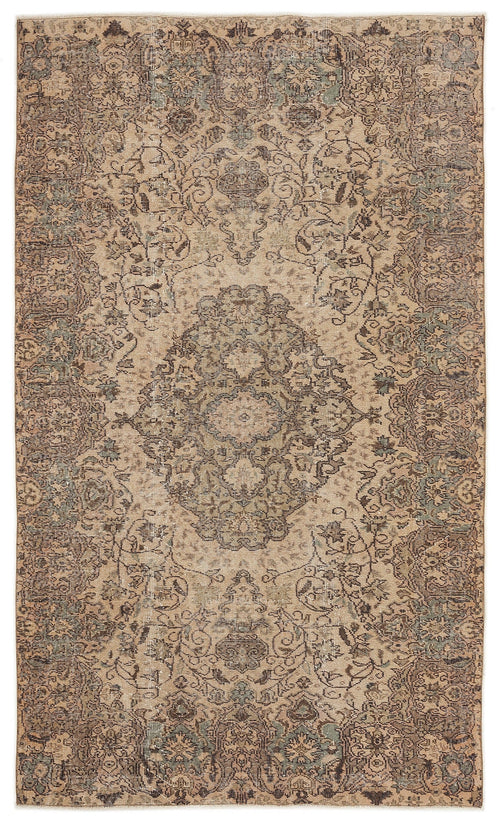 Atina Brown Vintage Wool Handmade Area Rug 5'5" x 9'2"