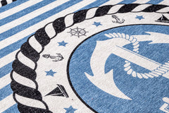 Kids Cotton Rug – Blue Digital Print Chenille Carpet for Children's Room Decor