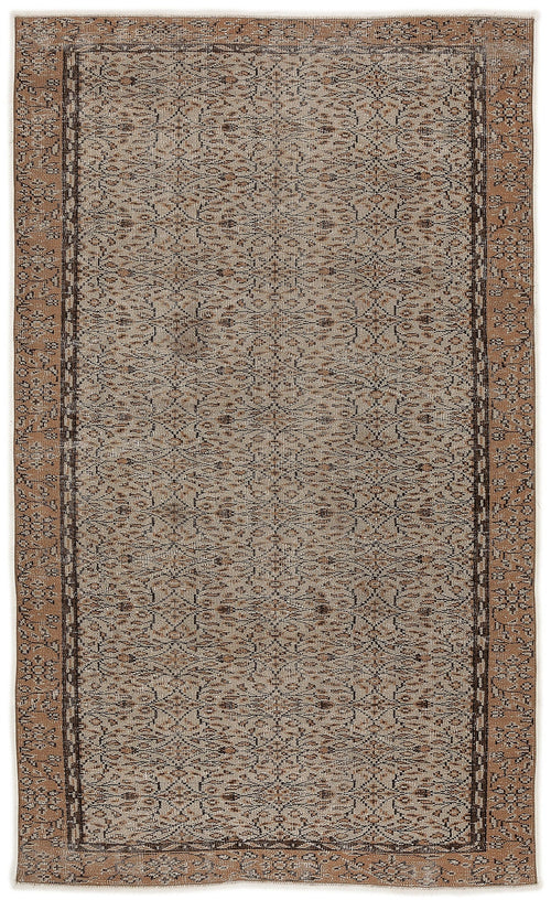 Atina Beige Vintage Wool Handmade Area Rug 5'5" x 9'1"