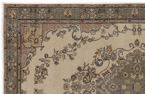 Atina Beige Vintage Wool Handmade Area Rug 5'8" x 8'11"