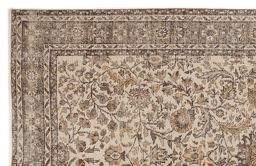Atina Beige Vintage Wool Handmade Area Rug 5'11" x 9'8"