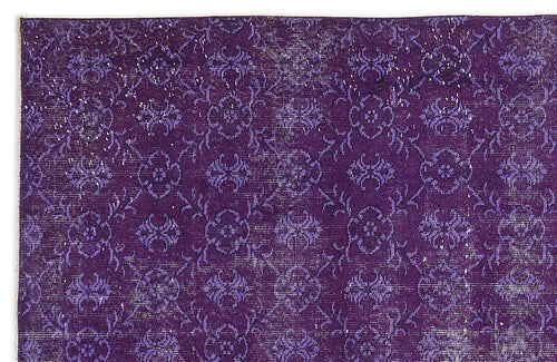 Atina Purple Vintage Wool Handmade Area Rug 5'11" x 9'3"