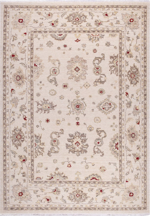 Bamboo Wool Area Rug - Classic Machine Made Cream Rug With Overlocked Edge