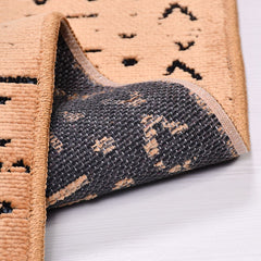 Natural Latex Area Rug - Geometric Polyester Cotton Rug, 7mm Pile, Non Slip Brown Mat