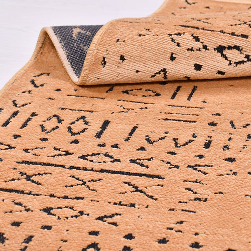 Natural Latex Area Rug - Geometric Polyester Cotton Rug, 7mm Pile, Non Slip Brown Mat