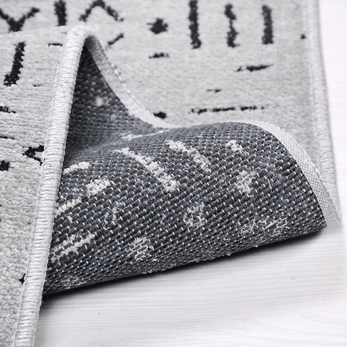 Natural Latex Area Rug – Juliette Grey Geometric Cotton Polyester Blend Rug 7mm Pile