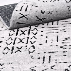 Natural Latex Area Rug – Juliette Grey Geometric Cotton Polyester Blend Rug 7mm Pile