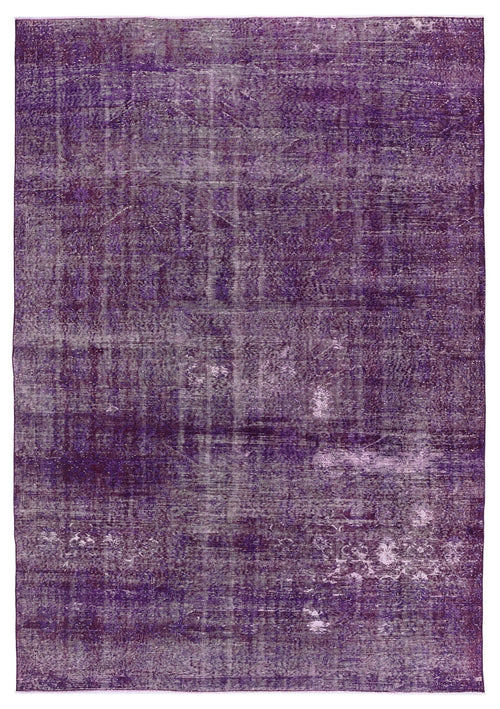 Atina Purple Vintage Wool Handmade Area Rug 7'3" x 10'7"