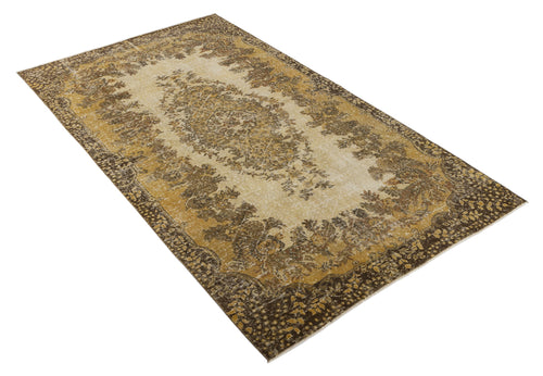 Atina Yellow Vintage Wool Handmade Area Rug 5'3" x 9'5"