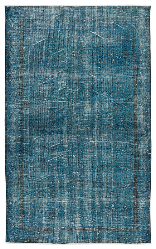 Atina Blue Vintage Wool Handmade Area Rug 5'4" x 8'9"