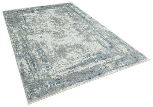 Modern Bamboo Area Rug – Blue Machine Made Rug for Living Room & Kitchen