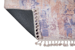 Modern Cotton Area Rug – Pink Digital Print Chenille Carpet for Living Room