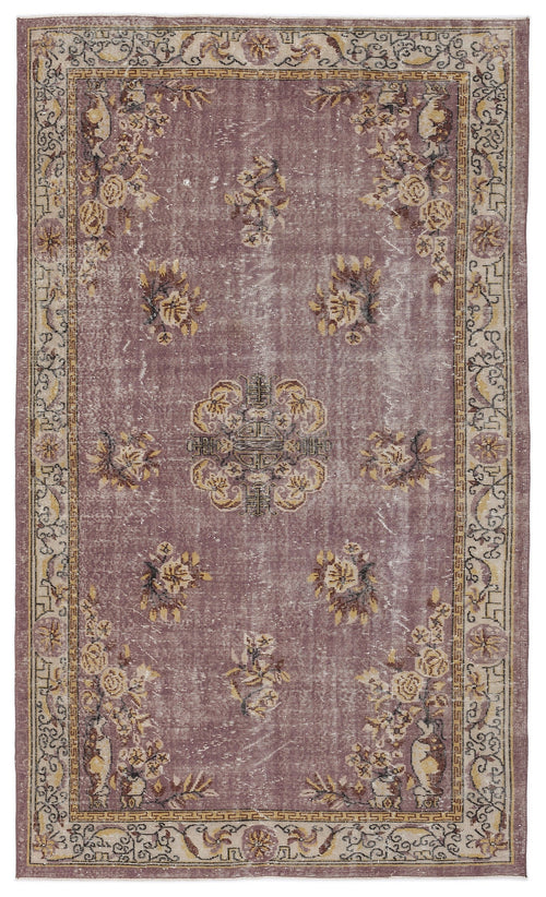 Atina Beige Vintage Wool Handmade Area Rug 5'11" x 9'7"
