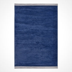 Natural Latex Area Rug – Navy Blue Cotton Blend | 7 mm Pile | Non Slip Jacquard Woven