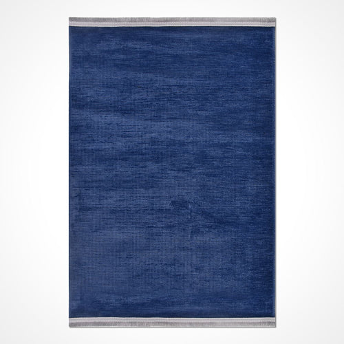 Natural Latex Area Rug – Navy Blue Cotton Blend | 7 mm Pile | Non Slip Jacquard Woven