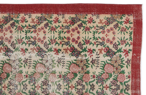 Atina Cream Vintage Wool Handmade Area Rug 5'4" x 9'4"