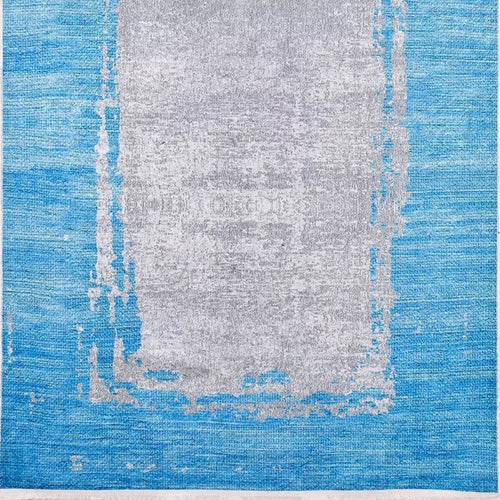 Modern Digital Area Rug – Turquoise Print Carpet, Non Slip Antibacterial Floor Mat