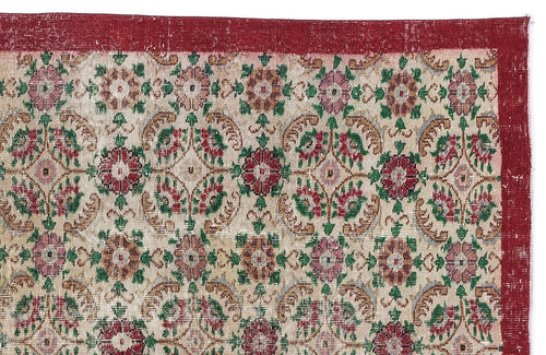 Atina Cream Vintage Wool Handmade Area Rug 5'5" x 8'10"