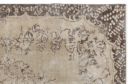 Atina Beige Vintage Wool Handmade Area Rug 6'5" x 9'7"