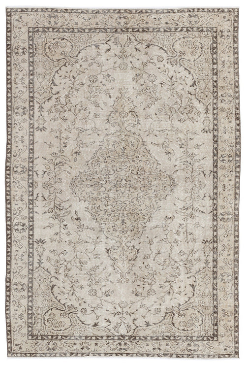 Atina Beige Vintage Wool Handmade Area Rug 5'9" x 8'8"