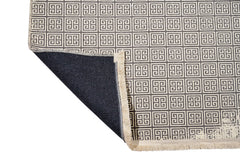 Beige Geometric Area Rug - Cotton Chenille Digital Print Carpet for Living Room