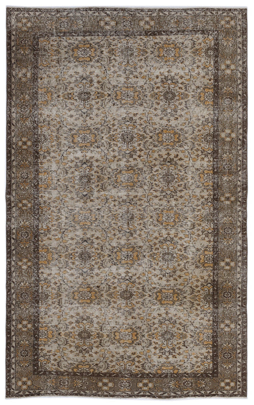 Atina Beige Vintage Wool Handmade Area Rug 5'9" x 9'1"