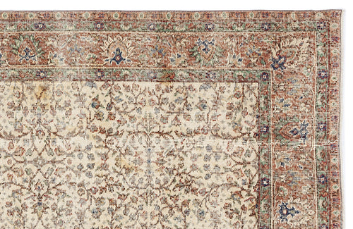 Atina Beige Vintage Wool Handmade Area Rug 6'7" x 10'4"