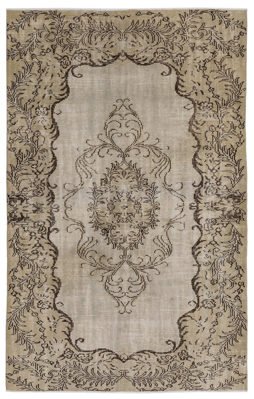 Atina 8393 Beige Vintage Wool Handmade Area Rug 5'7" x 8'8"