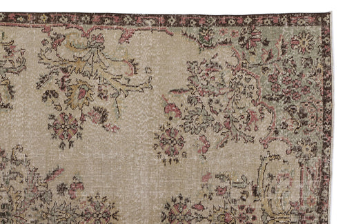 Atina Beige Vintage Wool Handmade Area Rug 6'2" x 8'11"