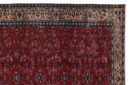 Atina Red Vintage Wool Handmade Area Rug 5'1" x 9'3"