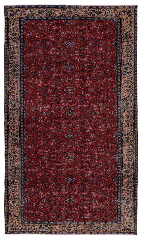 Atina Red Vintage Wool Handmade Area Rug 5'1" x 9'3"
