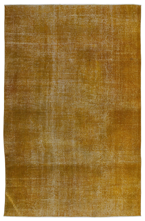 Atina Yellow Vintage Wool Handmade Area Rug 6'6" x 10'4"