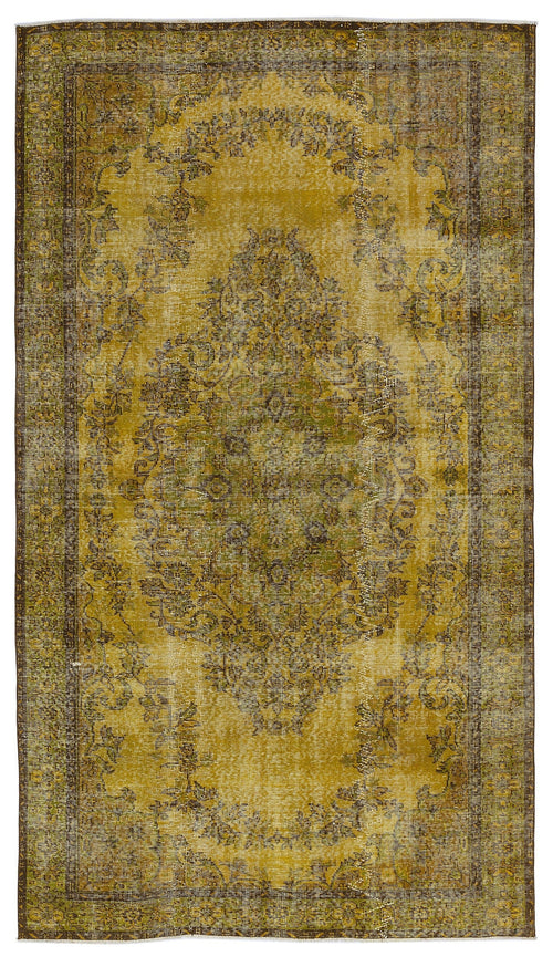 Atina Yellow Vintage Wool Handmade Area Rug 5'4" x 9'5"