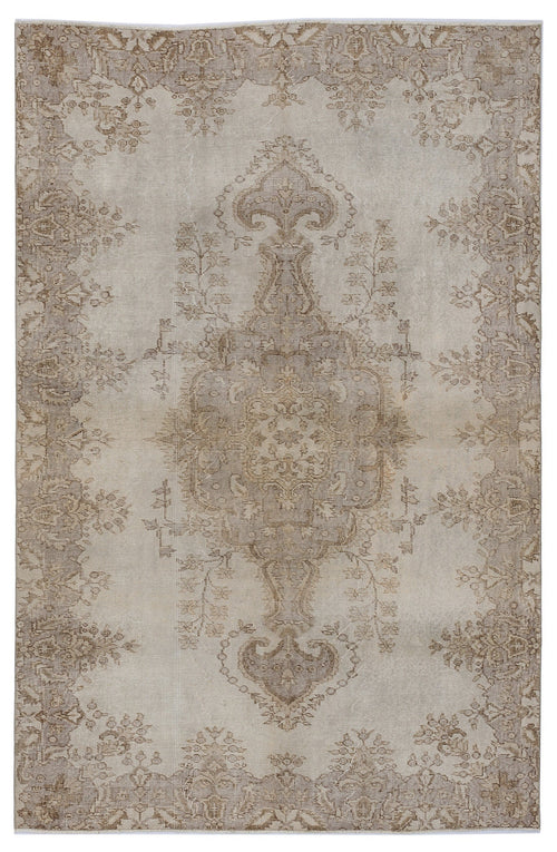 Atina Beige Vintage Wool Handmade Area Rug 5'7" x 8'6"