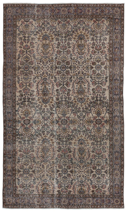 Atina Grey Vintage Wool Handmade Area Rug 5'2" x 8'10"