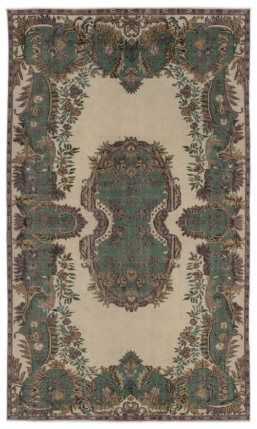 Atina 8583 Beige Vintage Wool Handmade Area Rug 5'6" x 9'5"