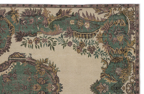 Atina 8583 Beige Vintage Wool Handmade Area Rug 5'6" x 9'5"