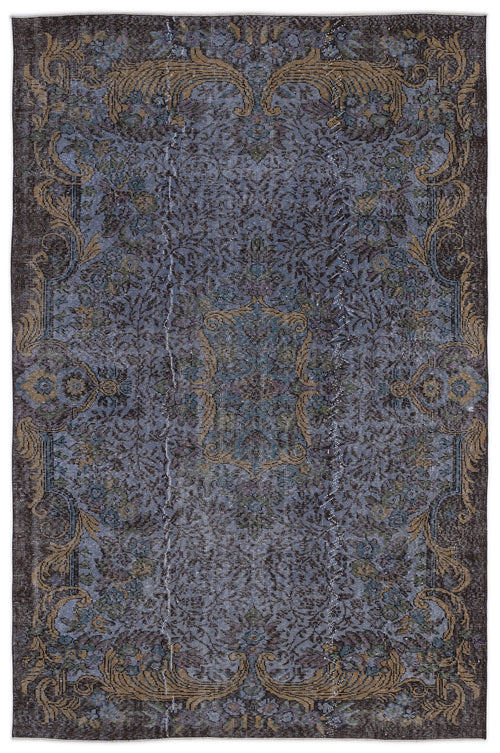 Atina Blue Vintage Wool Handmade Area Rug 6'3" x 9'7"